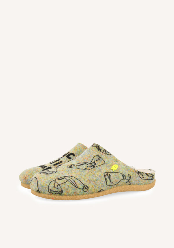 ZAPATILLAS DE CASA DIBUJO Y FRASE LUNGAU