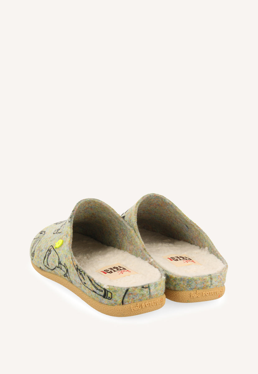 ZAPATILLAS DE CASA DIBUJO Y FRASE LUNGAU