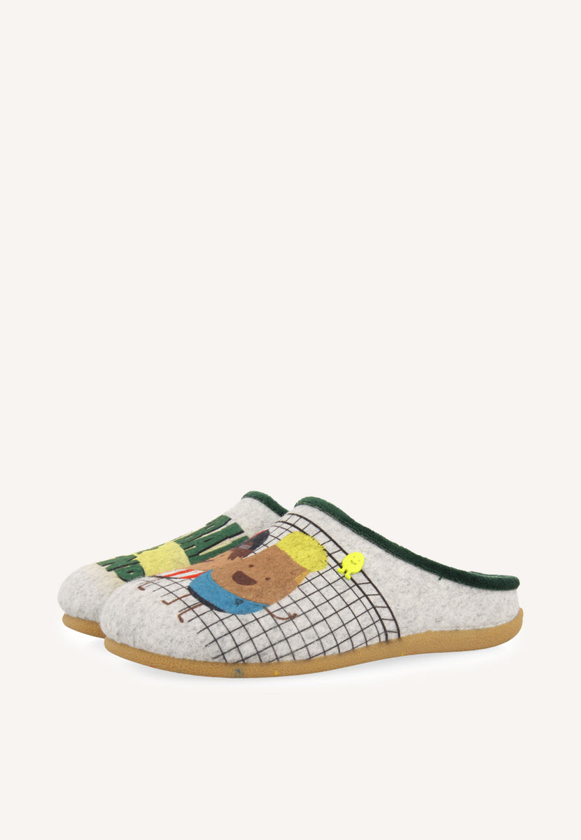 ZAPATILLAS DE CASA DIBUJO Y FRASE DALARNA