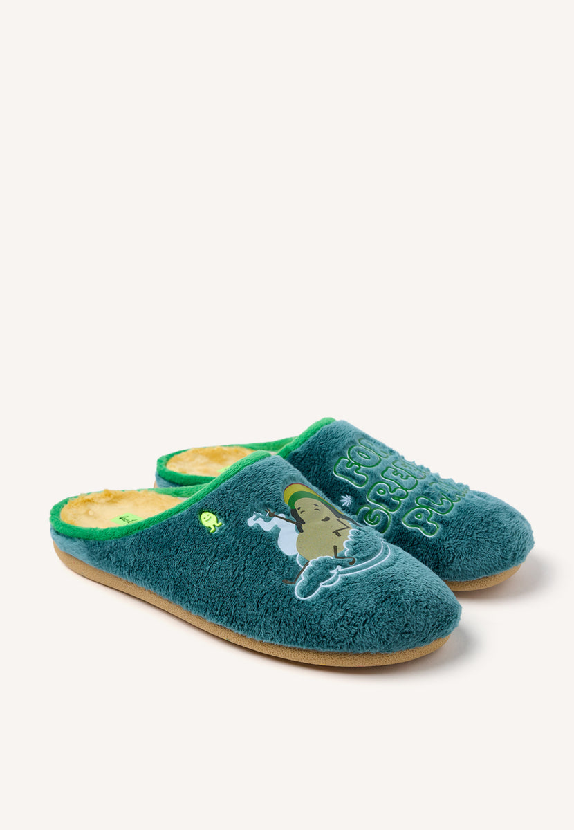 ZAPATILLAS DE CASA PELO DIBUJO Y FRASE SHAKOPEE