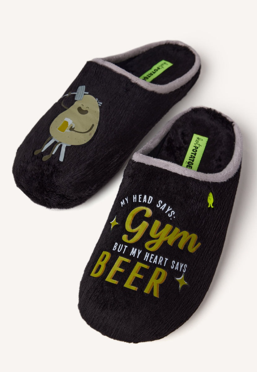 RUTLEDGE HAIRY SLIPPERS WITH A DRAWING AND PHRASE
