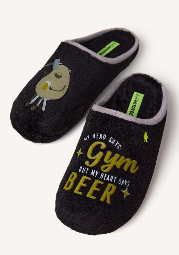 RUTLEDGE HAIRY SLIPPERS WITH A DRAWING AND PHRASE