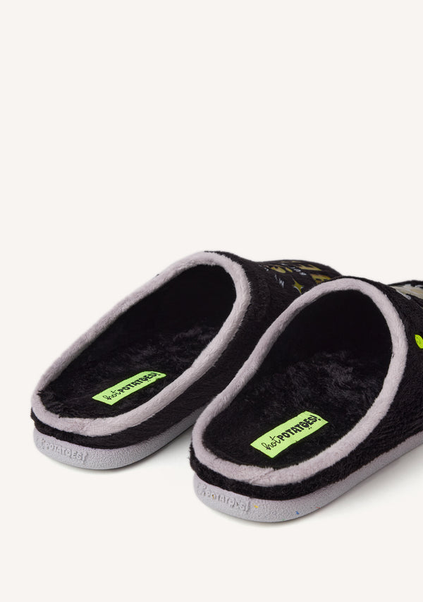 RUTLEDGE HAIRY SLIPPERS WITH A DRAWING AND PHRASE