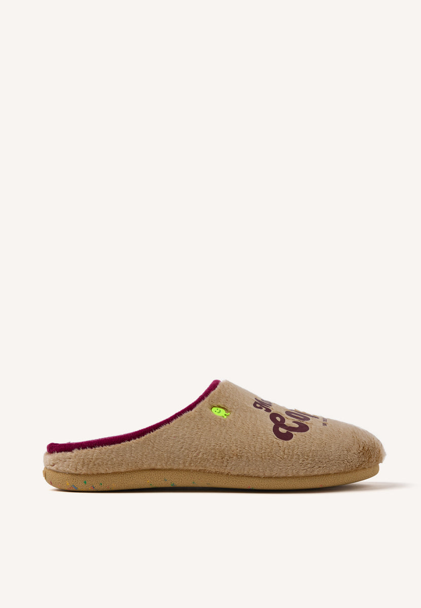 ZAPATILLAS DE CASA PELO DIBUJO Y FRASE PINCKNEY