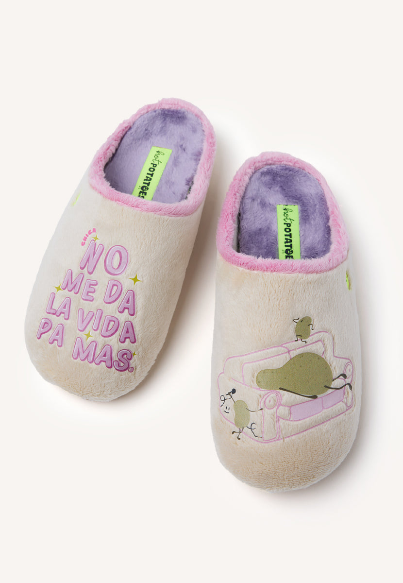 ZAPATILLAS DE CASA PELO DIBUJO Y FRASE SCANLON