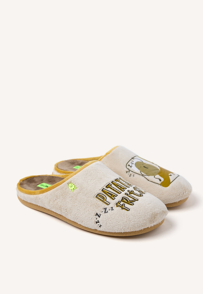 ZAPATILLAS DE CASA PELO DIBUJO Y FRASE NEWAYGO