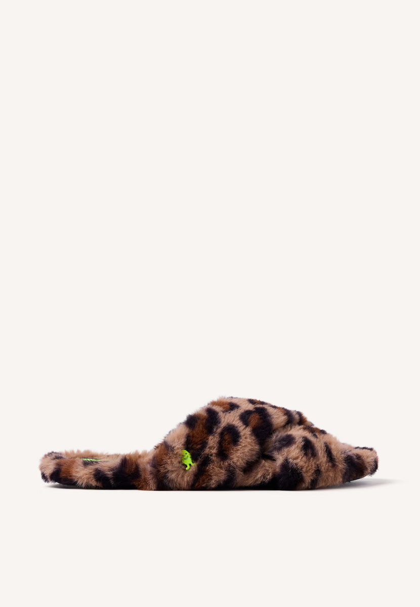 ZAPATILLAS DE CASA ABIERTAS PELO LEOPARDO BESSEMER