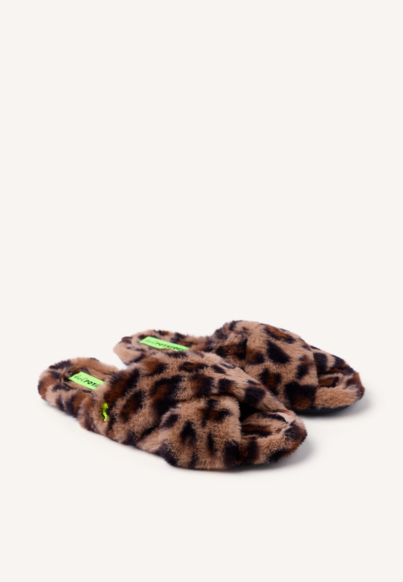 ZAPATILLAS DE CASA ABIERTAS PELO LEOPARDO BESSEMER