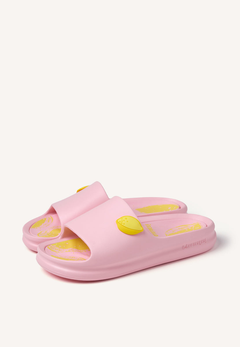 LEMON PRINT SLIDE SANDALS WACONIA