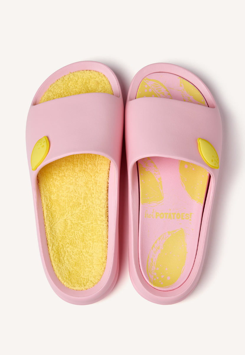 LEMON PRINT SLIDE SANDALS WACONIA