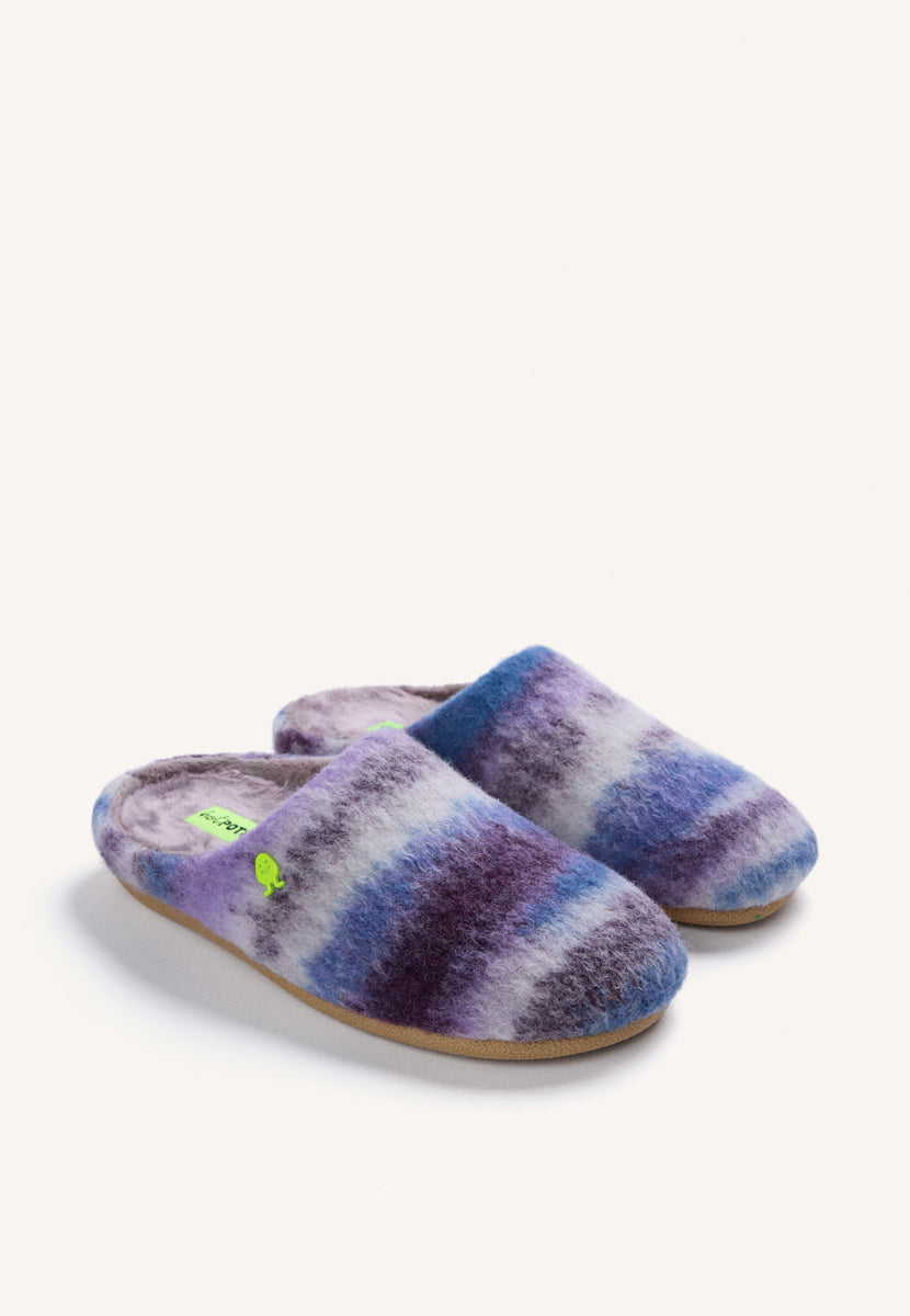 ZAPATILLAS DE CASA LILAS PELO RAYAS