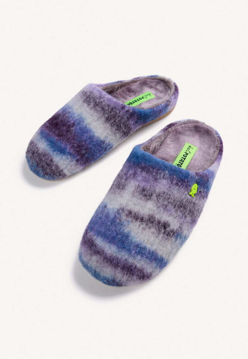 ZAPATILLAS DE CASA LILAS PELO RAYAS