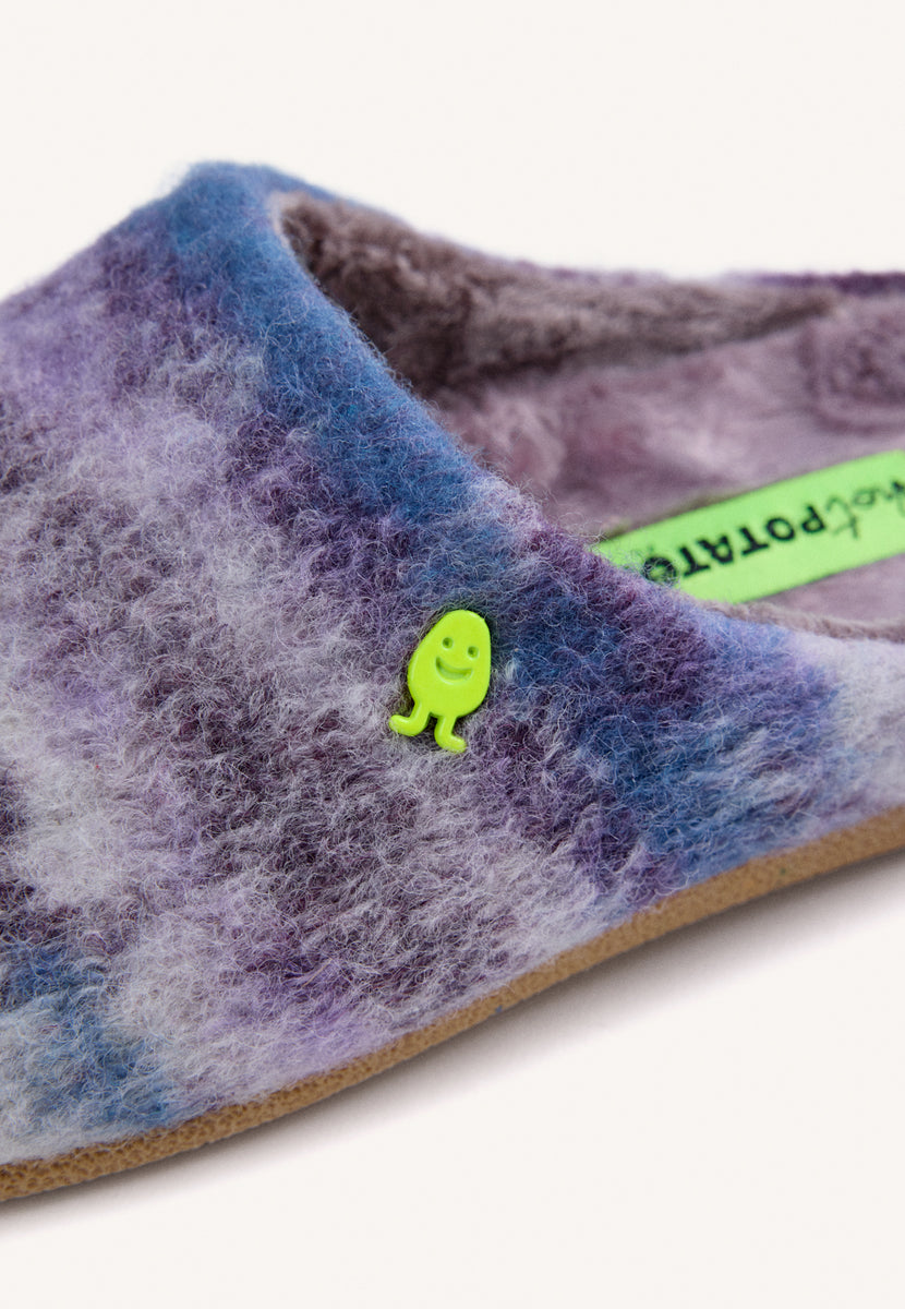 ZAPATILLAS DE CASA LILAS PELO RAYAS