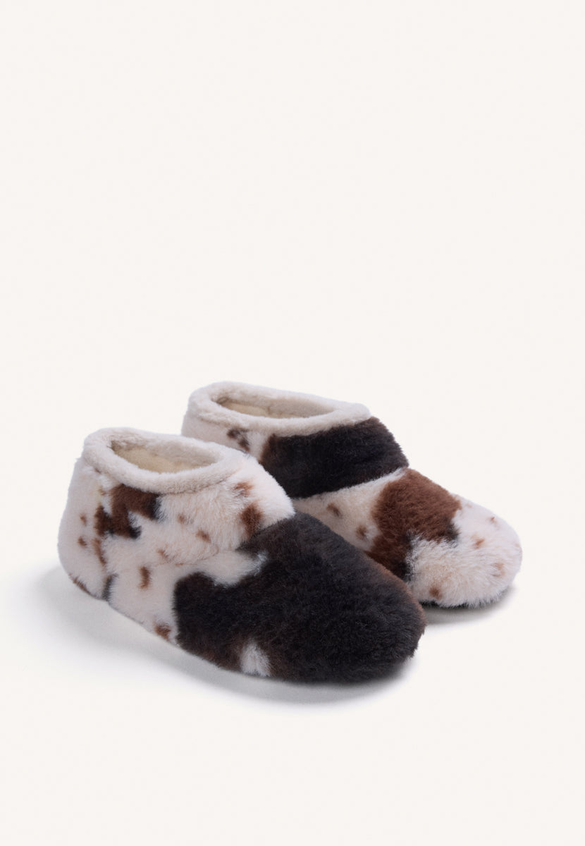 HIGH-TOP ANIMAL PRINT FUR HOUSE SLIPPERS