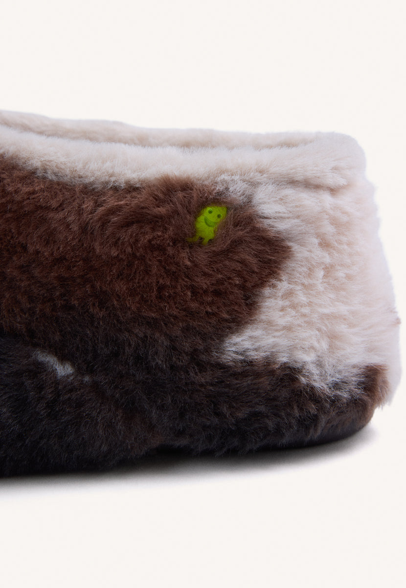 HIGH-TOP ANIMAL PRINT FUR HOUSE SLIPPERS