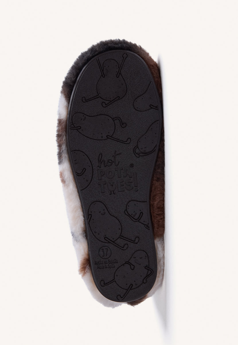 HIGH-TOP ANIMAL PRINT FUR HOUSE SLIPPERS