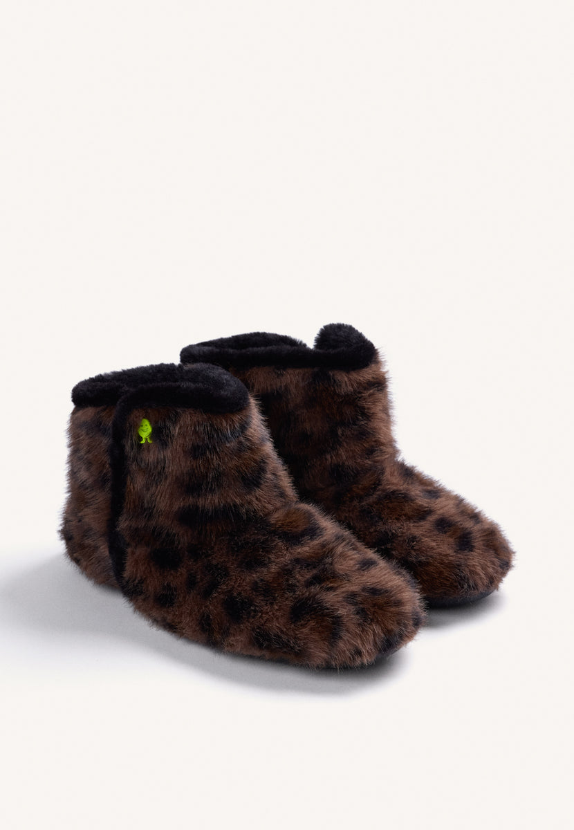 ZAPATILLAS DE CASA ABOTINADAS ESTAMPADO ANIMAL PELO