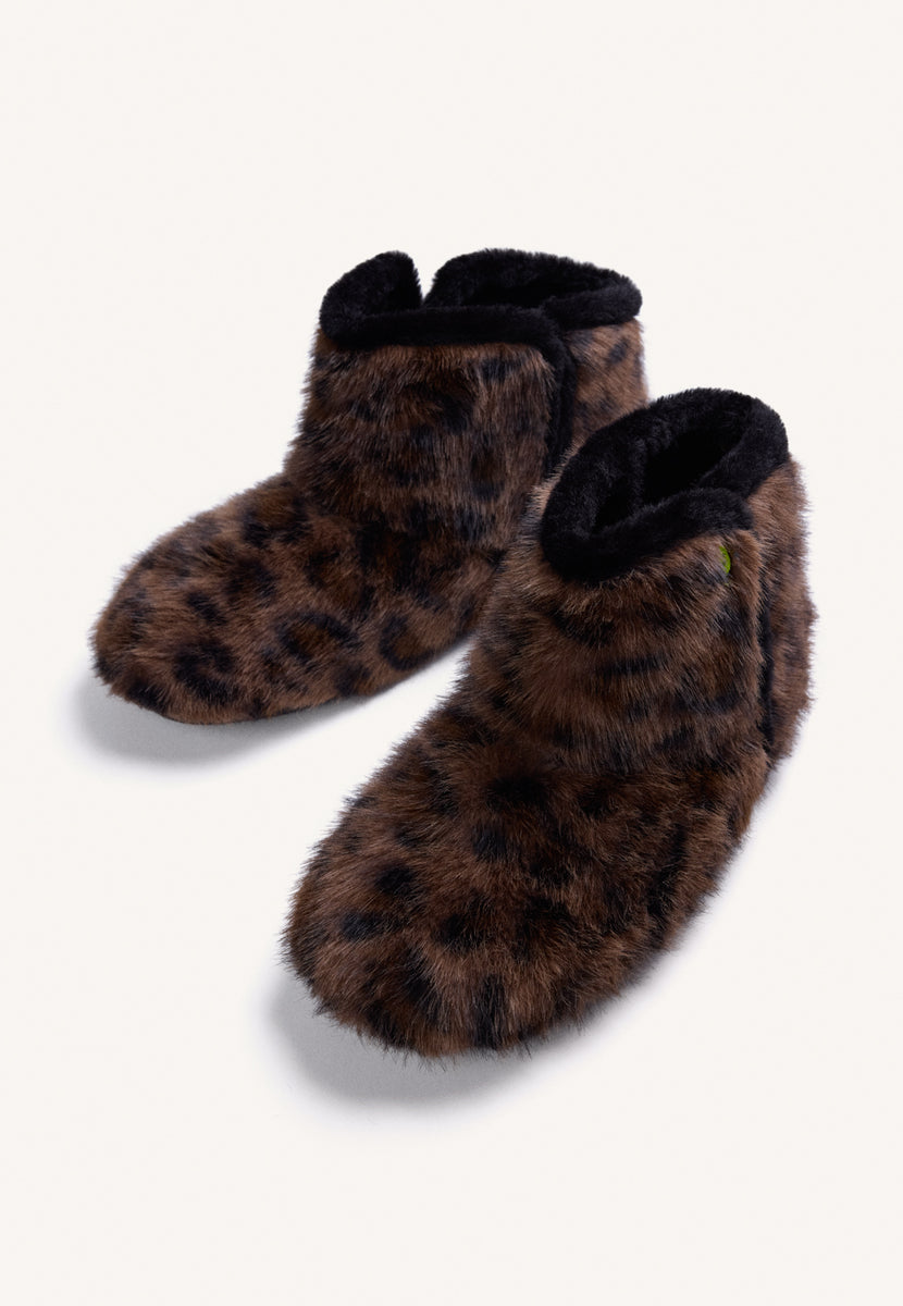 ZAPATILLAS DE CASA ABOTINADAS ESTAMPADO ANIMAL PELO