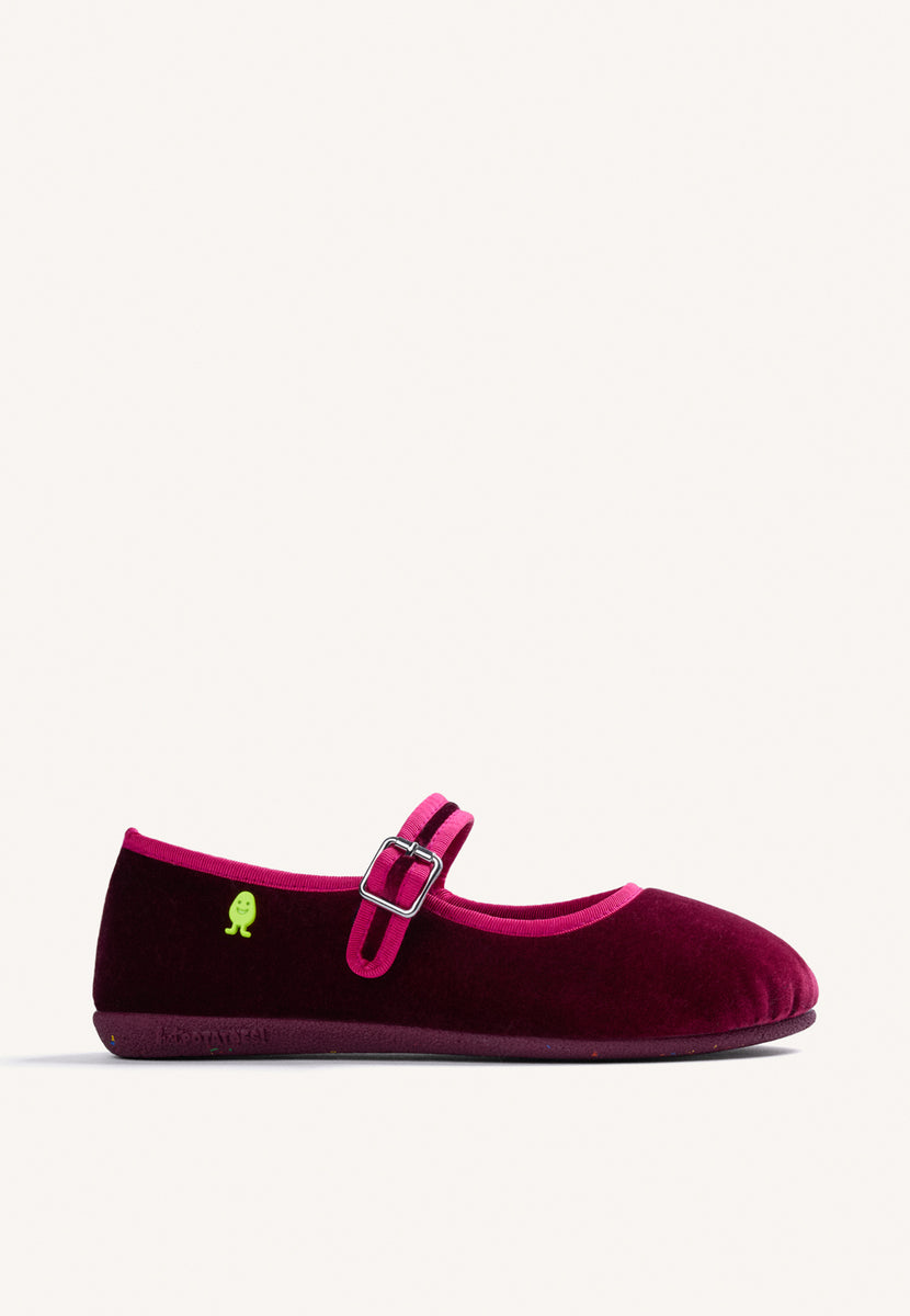 ZAPATILLAS DE CASA BURDEOS TIPO BAILARINAS TERCIOPELO