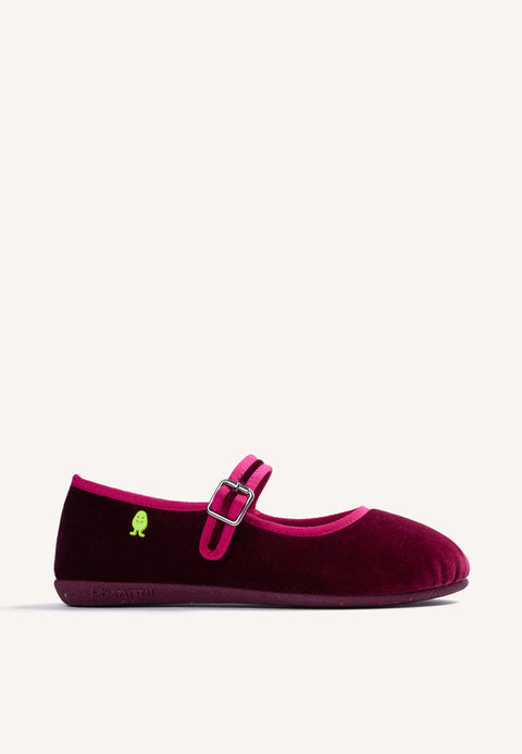 ZAPATILLAS DE CASA BURDEOS TIPO BAILARINAS TERCIOPELO