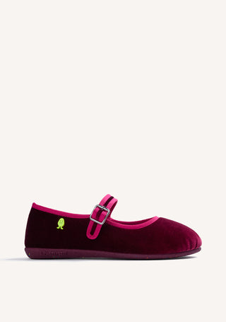 ZAPATILLAS DE CASA BURDEOS TIPO BAILARINAS TERCIOPELO