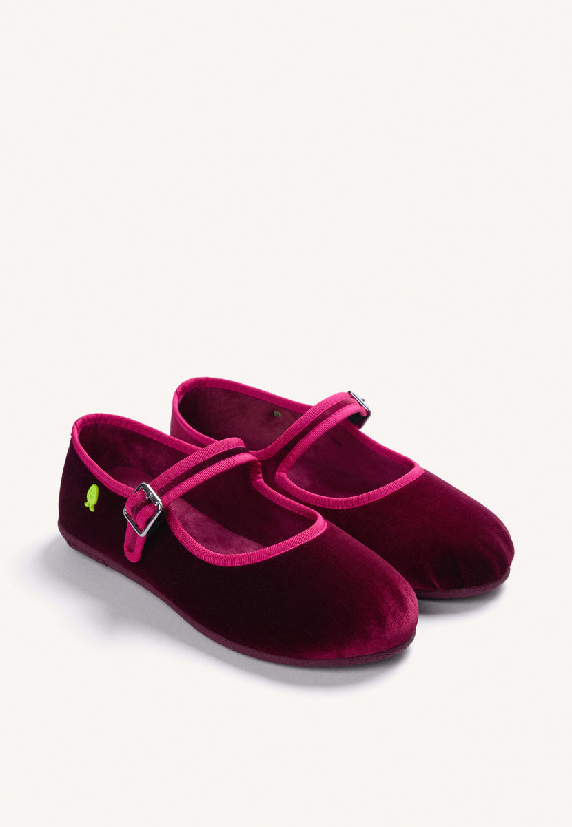 ZAPATILLAS DE CASA BURDEOS TIPO BAILARINAS TERCIOPELO