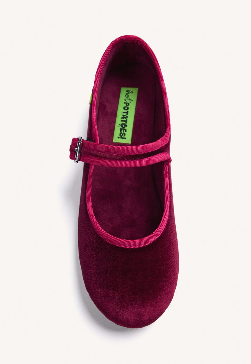 ZAPATILLAS DE CASA BURDEOS TIPO BAILARINAS TERCIOPELO