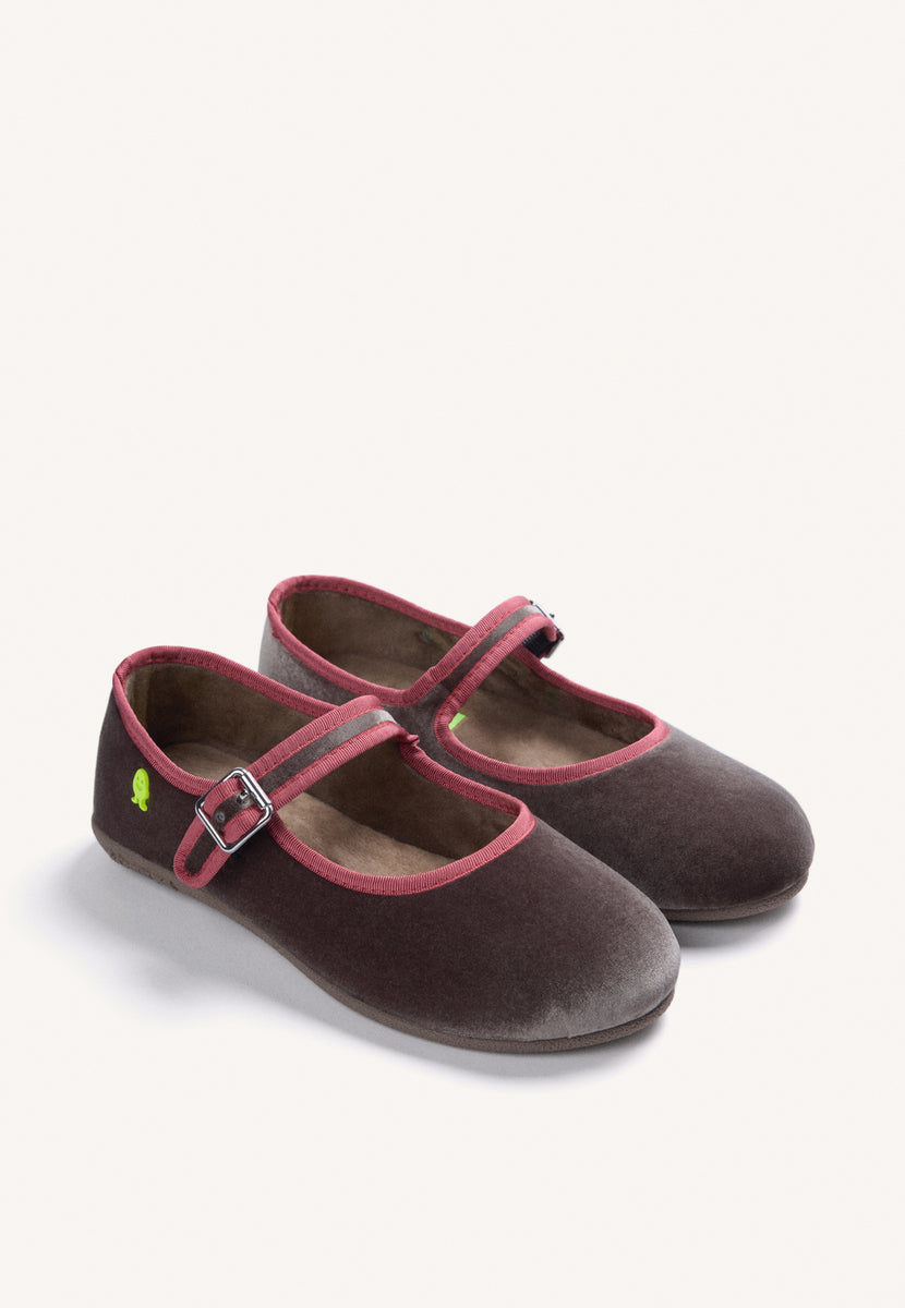 ZAPATILLAS DE CASA BURDEOS TIPO BAILARINAS TERCIOPELO