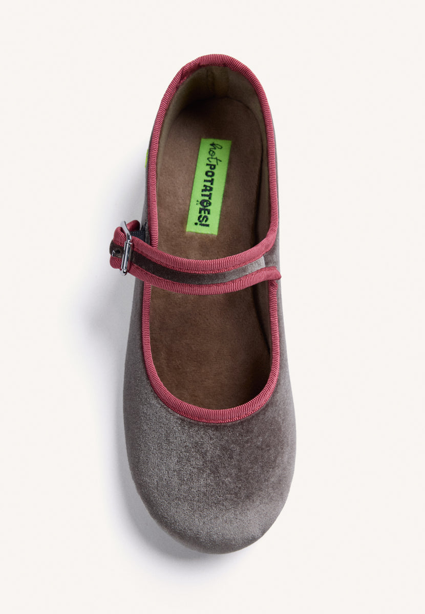 ZAPATILLAS DE CASA BURDEOS TIPO BAILARINAS TERCIOPELO