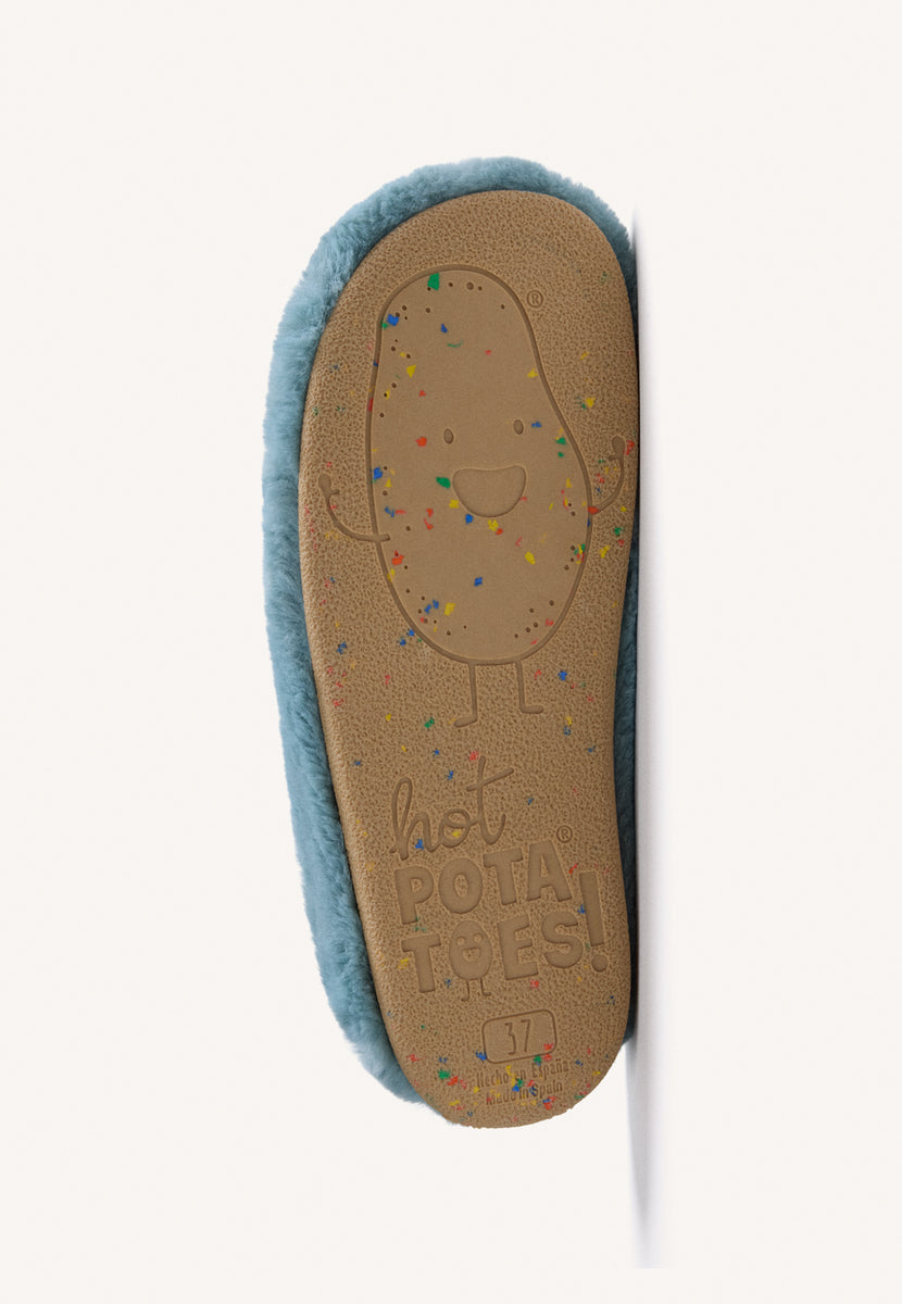 ZAPATILLAS DE CASA VERDES PELO DIBUJO Y TEXTO