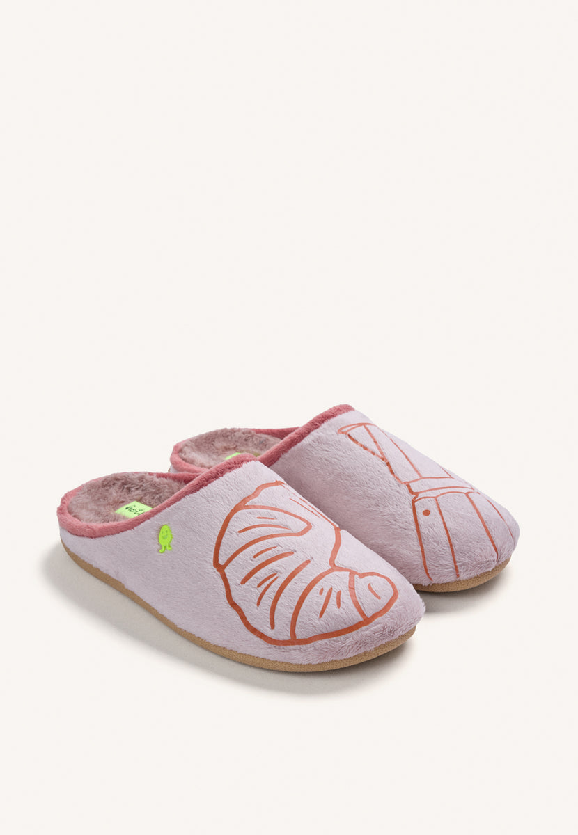 ZAPATILLAS DE CASA ROSAS PELO DIBUJO