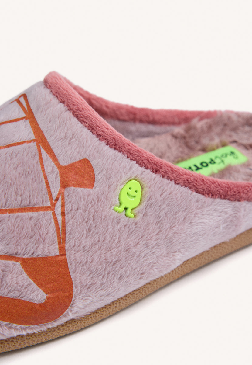 ZAPATILLAS DE CASA ROSAS PELO DIBUJO