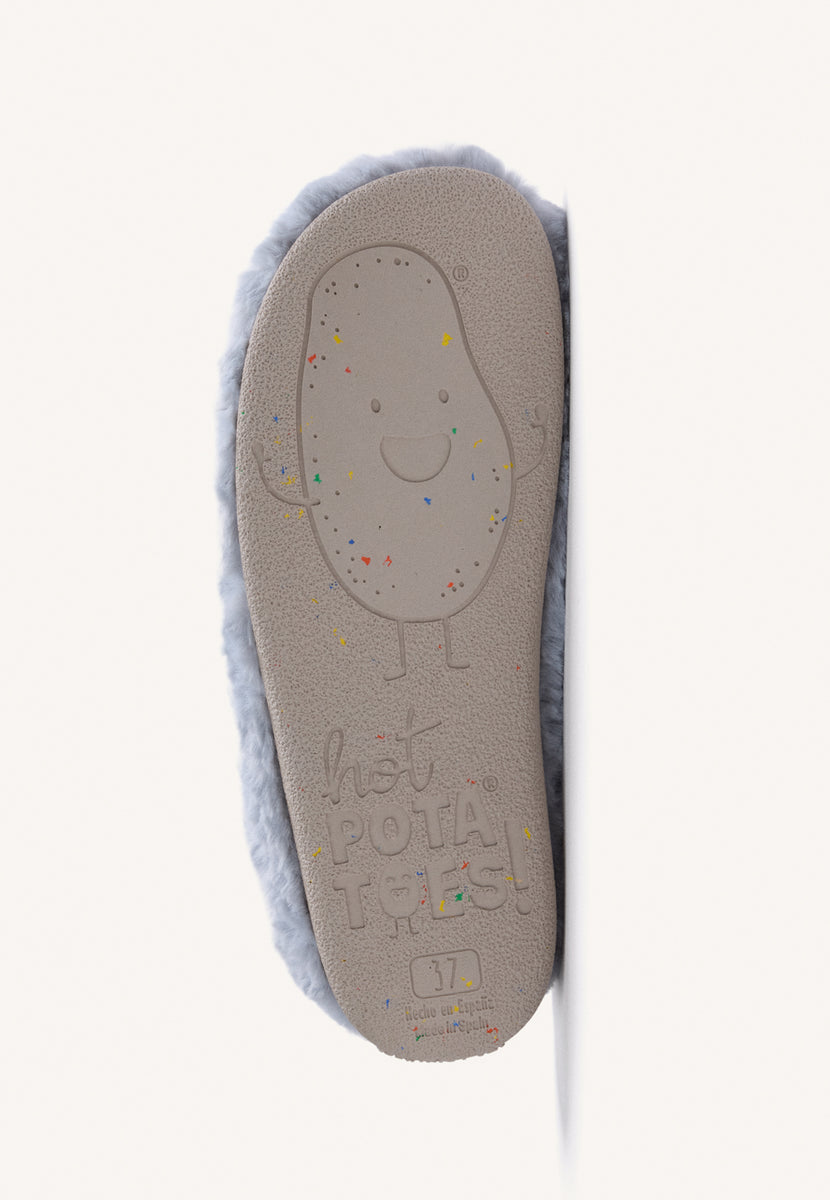 ZAPATILLAS DE CASA AZULES PELO DIBUJO Y TEXTO
