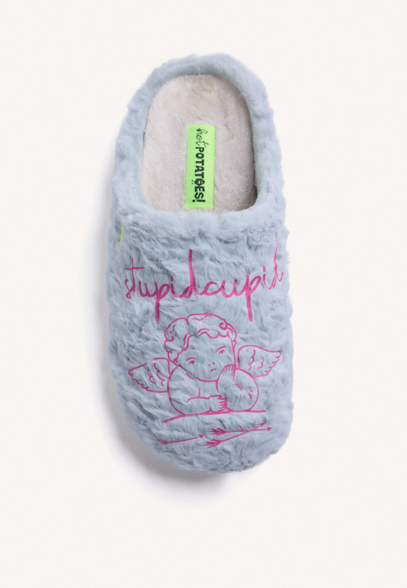 ZAPATILLAS DE CASA AZULES PELO DIBUJO Y TEXTO