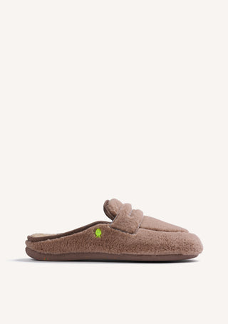 ZAPATILLAS DE CASA TAUPE TIPO MOCASINES PELO