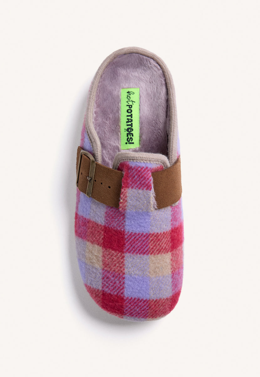 ZAPATILLAS DE CASA MALVA TIPO ZUECOS CUADROS